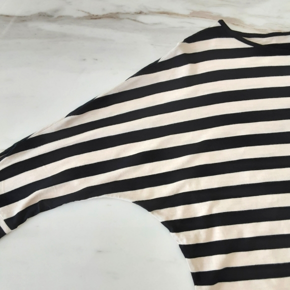 CHAPS STRIPED BOAT NECK DOLMAN 3 QTR KNOT TIE SLEEVE TOP SZ S - Picture 4 of 7